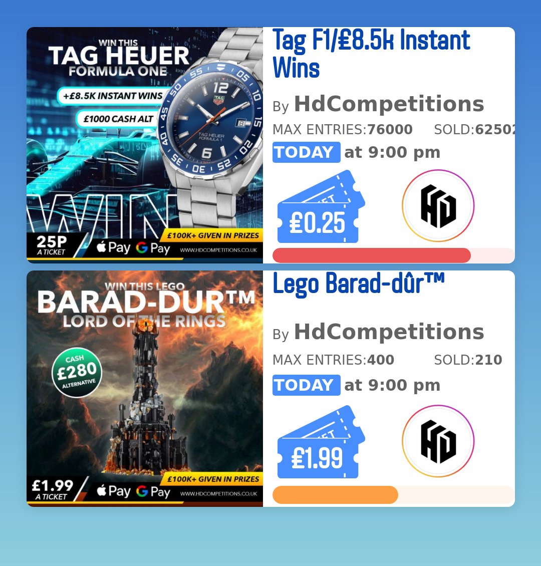 CompetitionCou1's tweet photo. Check these competitions out on https://t.co/qW8XujUG8M !
Lego Barad-dûr™
Tag F1/£8.5k Instant Wins
Competition Countdown does not run any competitions, we just show you all the best one is one place! 🔥🔥 WOW 👀
#legouk #legography #legostagram #uklego #legophotog... https://t.co/RK116Ltewy