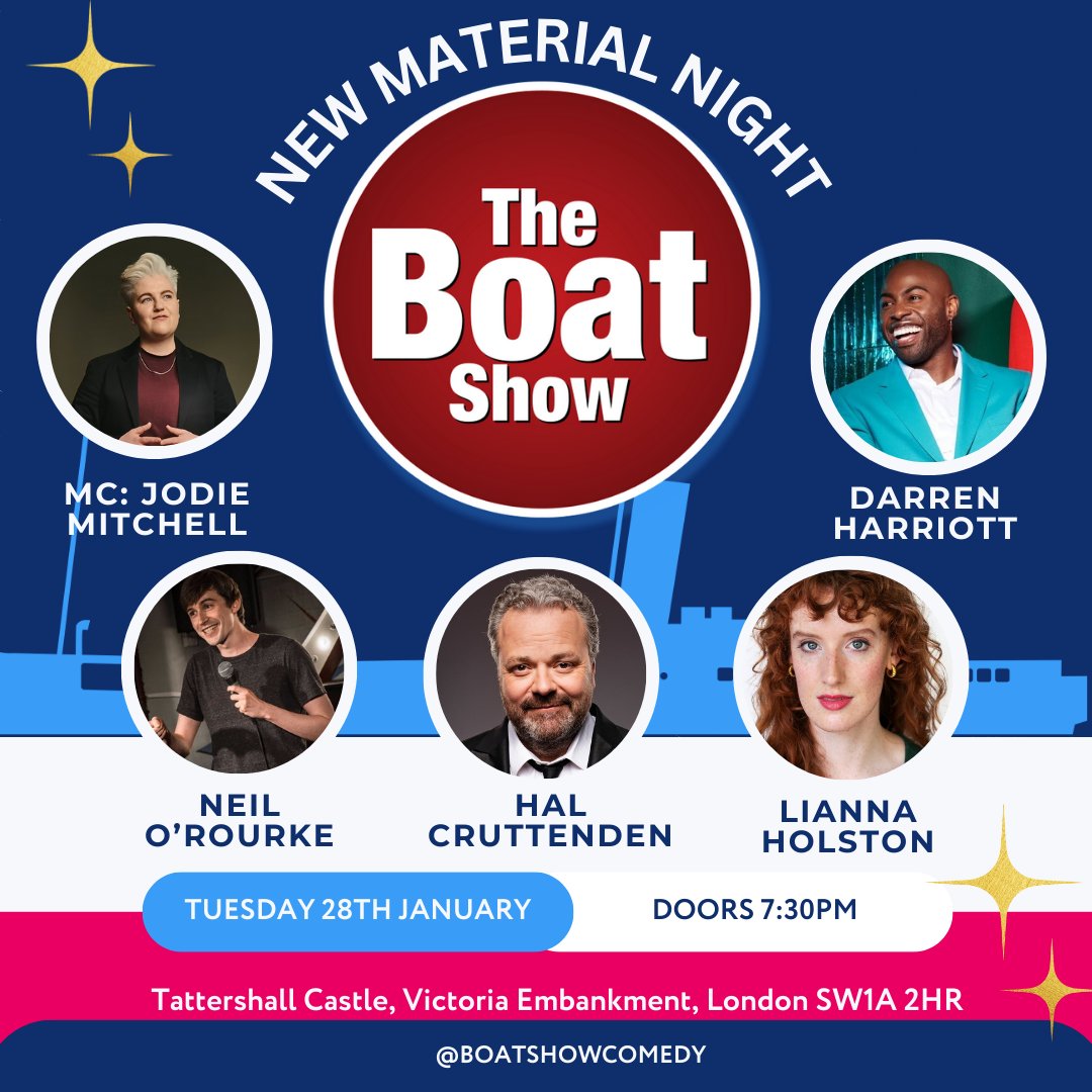 The Boat Show Comedy Club (@boatshowcomedy) on Twitter photo There are many comedy nights out there, but this is the one you can't miss. Tomorrow night, join us at The Boat Show for an unforgettable evening of top-notch laughs aboard the iconic Tattershall Castle! <a href="/JodieMitchell_/">Jodie Mitchell</a> <a href="/Halcruttenden/">Hal Cruttenden</a> <a href="/Neil_ORourke/">Neil O'Rourke</a> <a href="/thetattershall/">Tattershall Castle</a> There are many comedy nights out there, but this is the one you can't miss. Tomorrow night, join us at The Boat Show for an unforgettable evening of top-notch laughs aboard the iconic Tattershall Castle! <a href="/JodieMitchell_/">Jodie Mitchell</a> <a href="/Halcruttenden/">Hal Cruttenden</a> <a href="/Neil_ORourke/">Neil O'Rourke</a> <a href="/thetattershall/">Tattershall Castle</a>