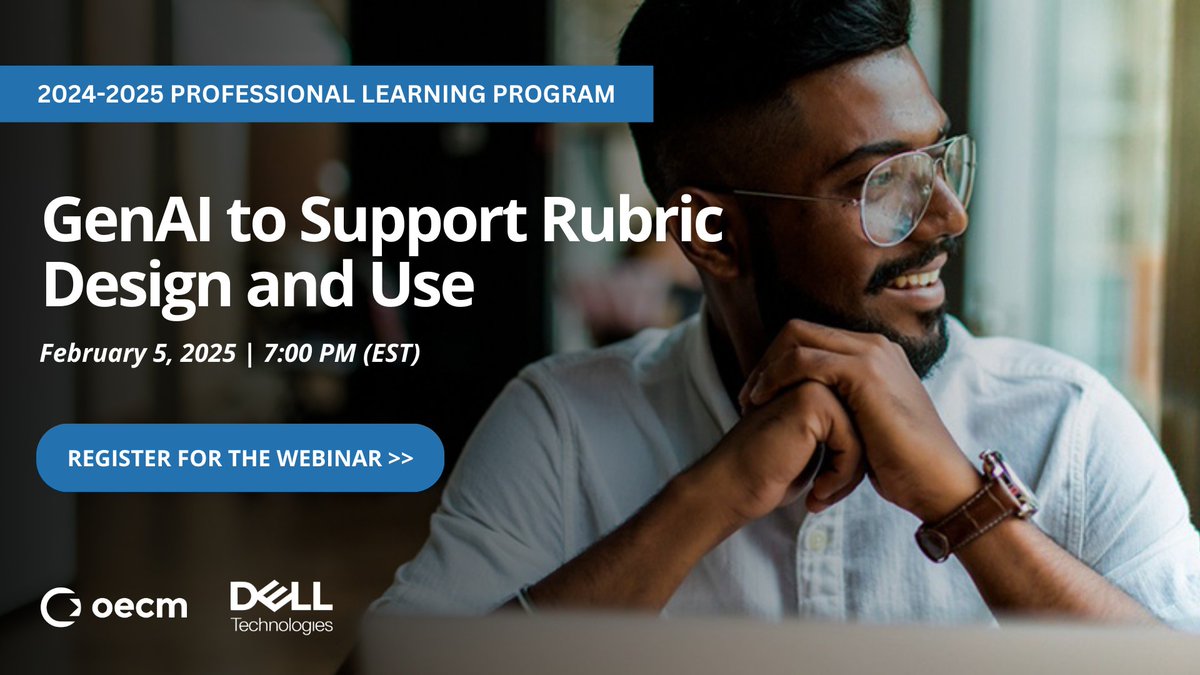 K-8 Educators: Join us next Wednesday, February 5, 2025, for a free 2024-2025 Professional Learning Program webinar — GenAI to Support Rubric Design and Use.

📅 Date: February 5, 2025
🕖 Time: 7:00 PM (EST)

Register now: bit.ly/3WvdMh1