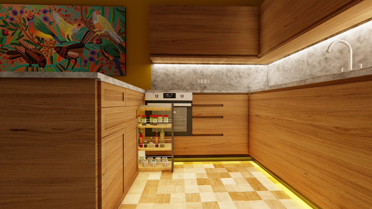 FrankLuzal21600's tweet image. La modele kitchen designs uganda 
Let's plan together.
Call or Whatsapp 0784181657. 

Modern wooden kitchen with pull-out storage, vibrant art, and under-cabinet lighting. 

#modernkitchen #kitchenuganda #kitchenware #creative #kitchencarbinets uganda
