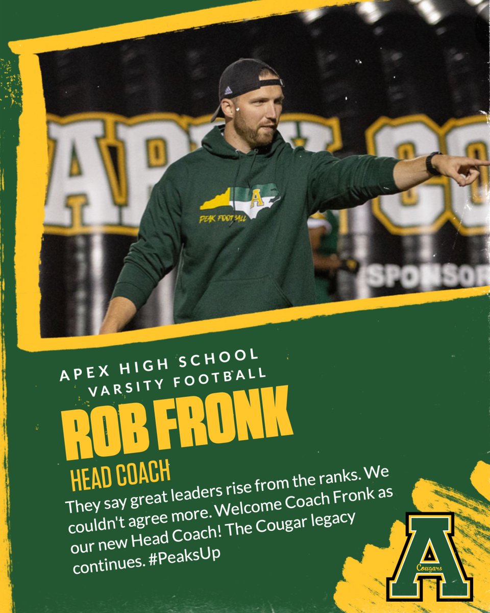Apex Cougar Club (@apexcougarclub) on Twitter photo Apex Athletics welcomes Rob Fronk as our Menโs Varsity Football Head Coach! #GoCougars
๐ธ: @tim_ts_images
<a href="/ApexHighSchool/">Apex High School</a> <a href="/apexhsathletics/">Apex Athletics</a> <a href="/ApexFB/">Apex High School Football</a> Apex Athletics welcomes Rob Fronk as our Menโs Varsity Football Head Coach! #GoCougars
๐ธ: @tim_ts_images
<a href="/ApexHighSchool/">Apex High School</a> <a href="/apexhsathletics/">Apex Athletics</a> <a href="/ApexFB/">Apex High School Football</a>