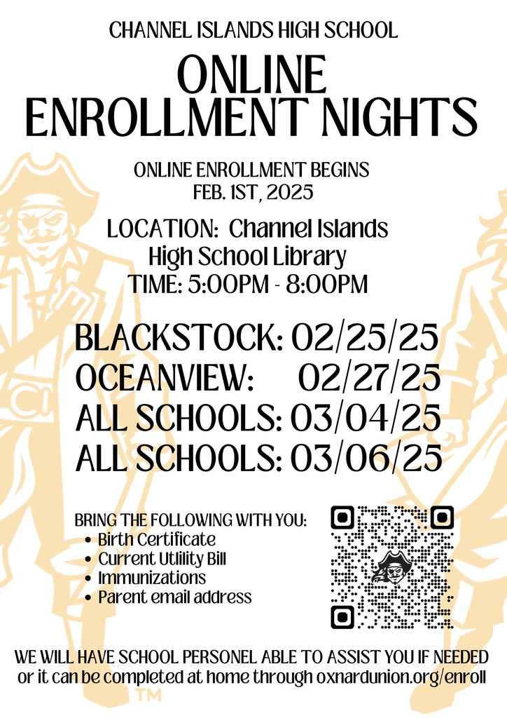 📣 8th Grade Families: High school enrollment starts Feb. 1, 2025! 🎓 Key Dates:
Channel Islands: 2/25
Pacifica: 2/12
Hueneme: 2/13 &amp; 3/13
Oxnard: 2/3, 2/5, 2/10
Need help? Info: green.hueneme.org/o/green-junior…