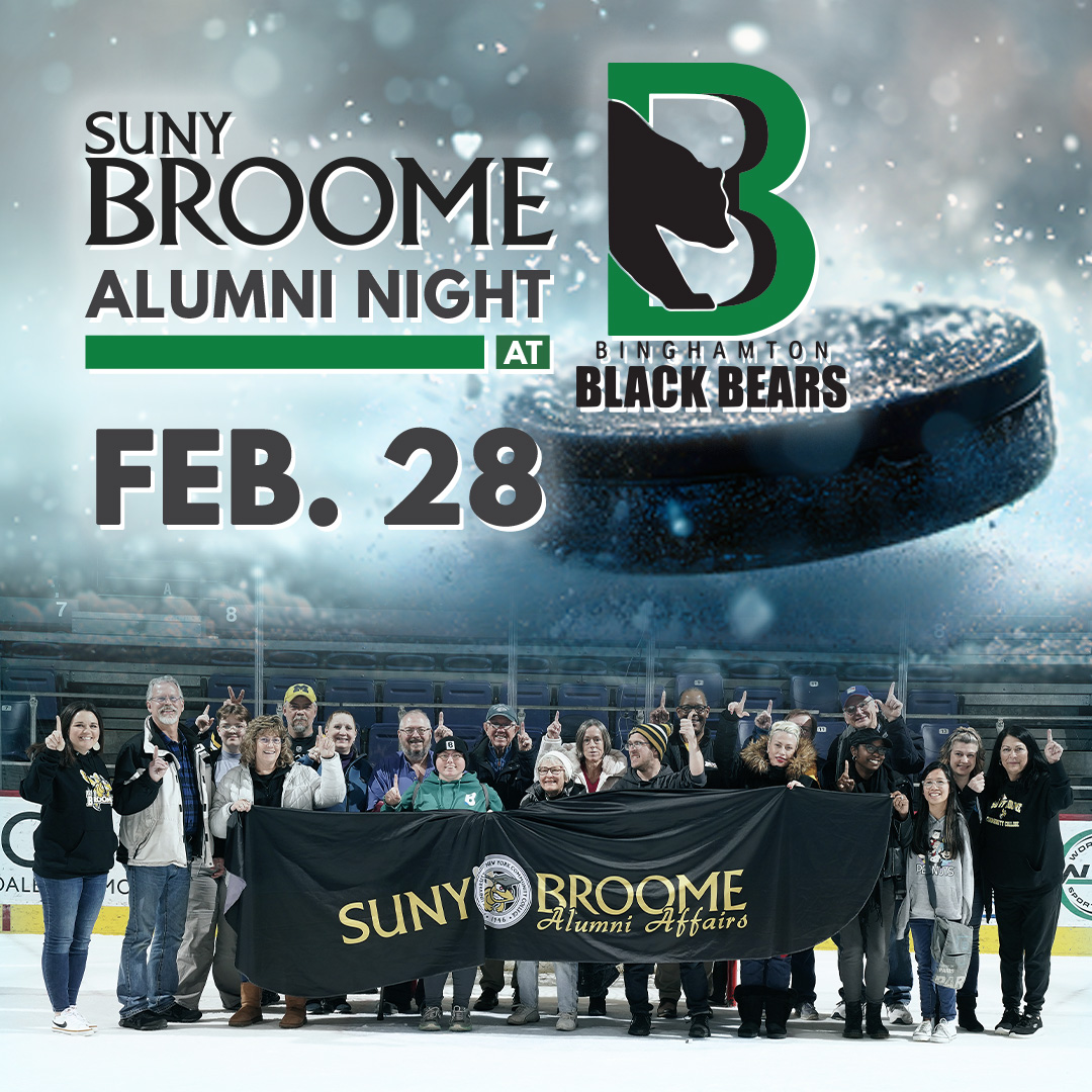 SUNY Broome (@sunybroome) on Twitter photo The clock is running out! Race over to bit.ly/blackbears25 and get your tickets in time for #sunybroome Alumni Night at the <a href="/BlackBearsFPHL/">Binghamton Black Bears</a> on 2/28!
$20 Tickets include an entree,🍟& 🥤& a group photo on the ice.
#binghamtonny #binghamton #broomecounty #binghamtonblackbears The clock is running out! Race over to bit.ly/blackbears25 and get your tickets in time for #sunybroome Alumni Night at the <a href="/BlackBearsFPHL/">Binghamton Black Bears</a> on 2/28!
$20 Tickets include an entree,🍟& 🥤& a group photo on the ice.
#binghamtonny #binghamton #broomecounty #binghamtonblackbears