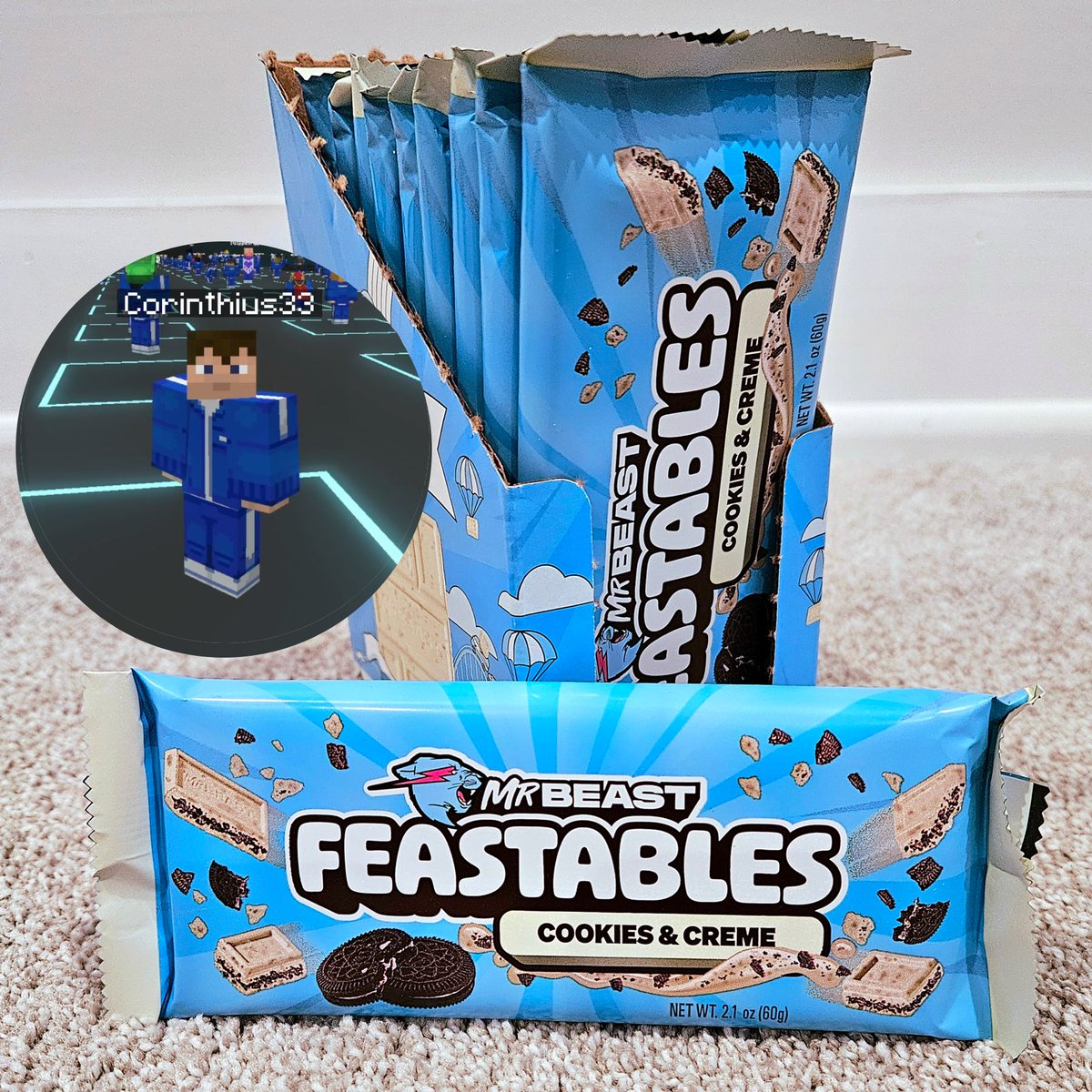 Corinthius33's tweet photo. Got to participate in Beast Games Minecraft Edition hosted by @KarlJacobs_. I got 99th place but still won some @Feastables! 🙂
Video: https://t.co/efsms5oVgJ https://t.co/VjSAdKwass