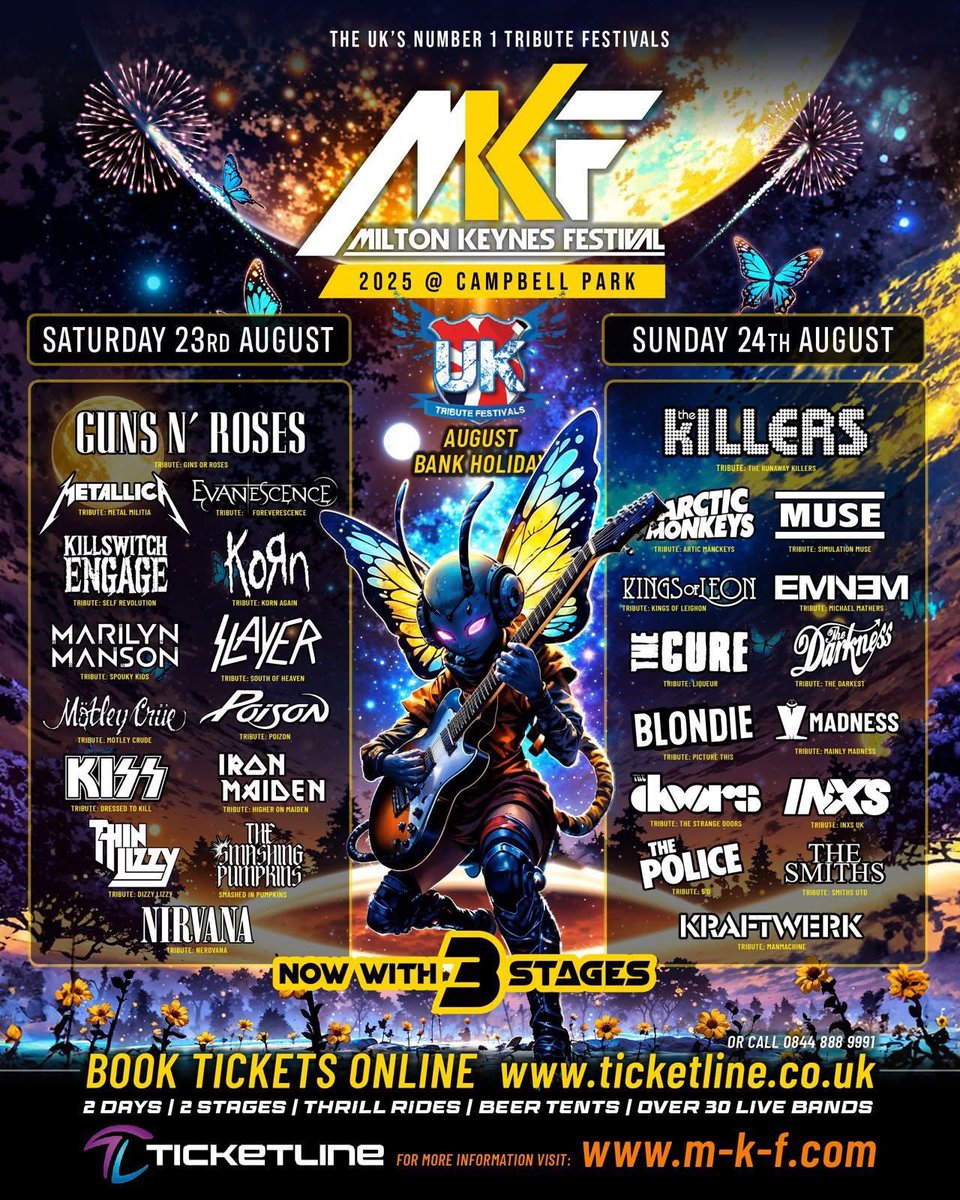 MKF TRIBUTE FESTIVAL...
Due to the popularity of MKF Festival we have had to expand to 3 stages this year.
Tickets are released this Friday at 9am and this year it is expected to sell out fast !
Tickets here this Friday ticketline.co.uk/mkf