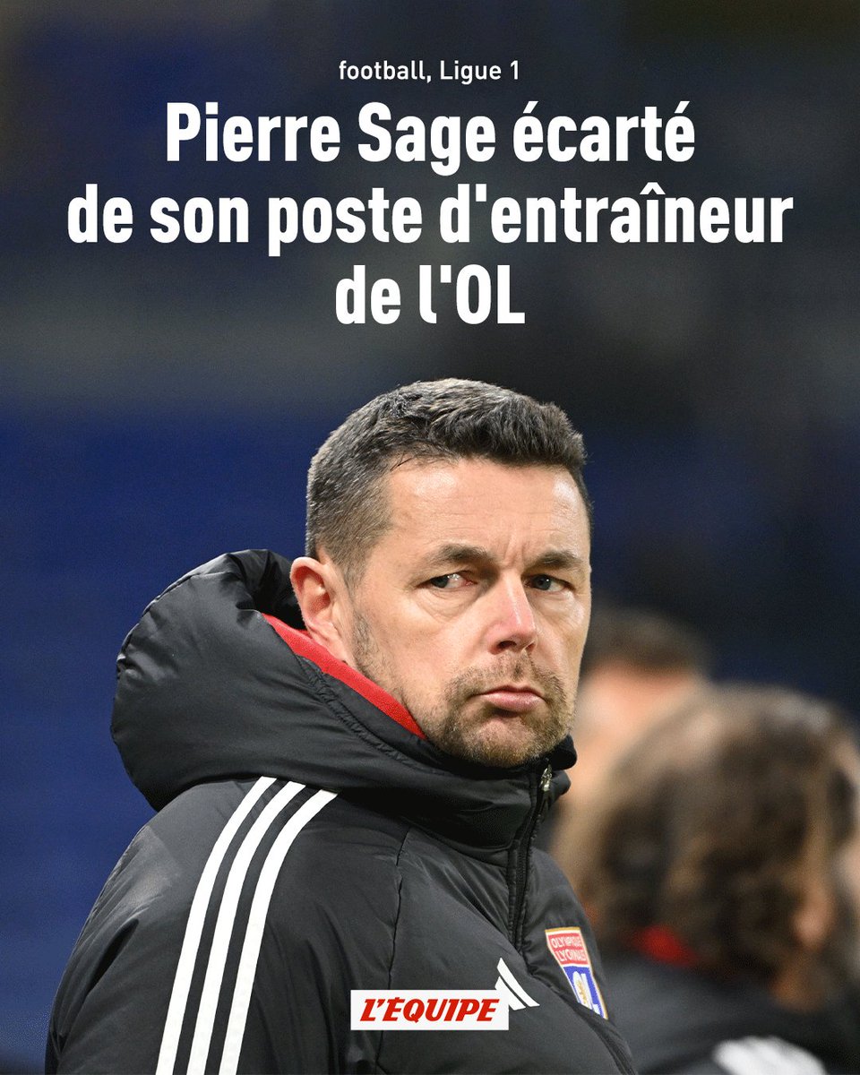 lequipe's tweet photo. INFO L'ÉQUIPE. L'entraîneur de l'OL Pierre Sage a été écarté de son poste d'entraîneur ce lundi par John Textor. Le président américain négocie depuis dix jours avec Paulo Fonseca.

Plus d'infos ➡️ https://t.co/vuDCB4Zu5j https://t.co/tYVcvfE1lp
