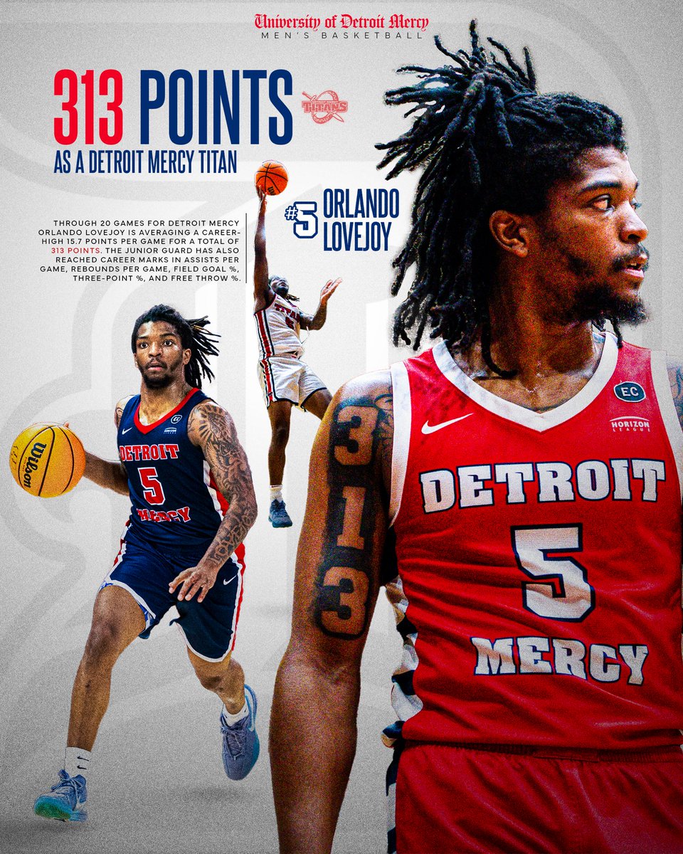 DetroitMercyMBB's tweet photo. Someone in the 313 has 313 points on the year #DetroitsCollegeTeam #GrittyCity ⚔️🏀 https://t.co/2UzhRBp5pe