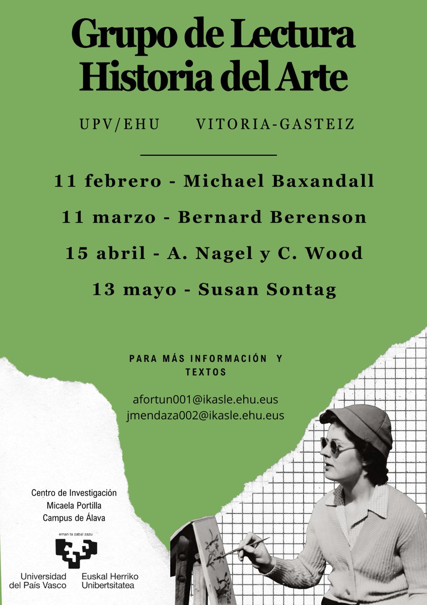 AdamBartsch33's tweet photo. En febrero continuamos con el grupo de lectura en Historia del Arte (UPV/EHU, Vitoria-Gasteiz).

¡¡Animaos!! https://t.co/UQ86LISCSP