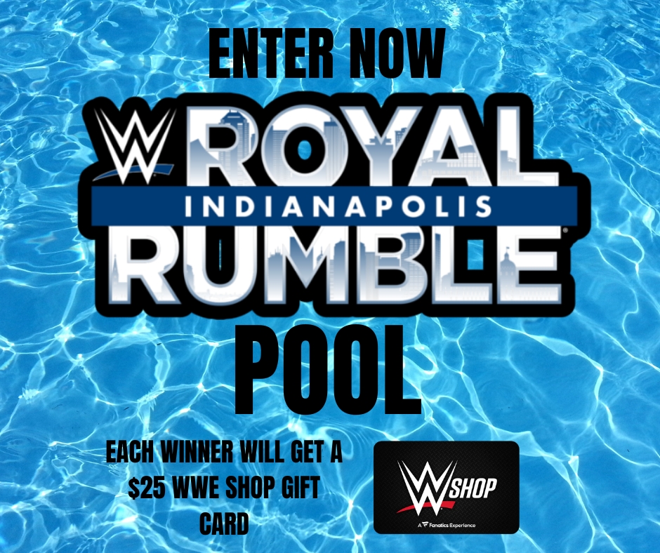 ENTER MY ROYAL RUMBLE POOL! (CONTEST!) 

How It Works:
- 60 PEOPLE will be selected at random to enter either the Men's or Women's Royal Rumble (30 each) 
- The (60) people will be given a random number into either Men's or Women's Rumble
- Whoever gets the winning entry in each