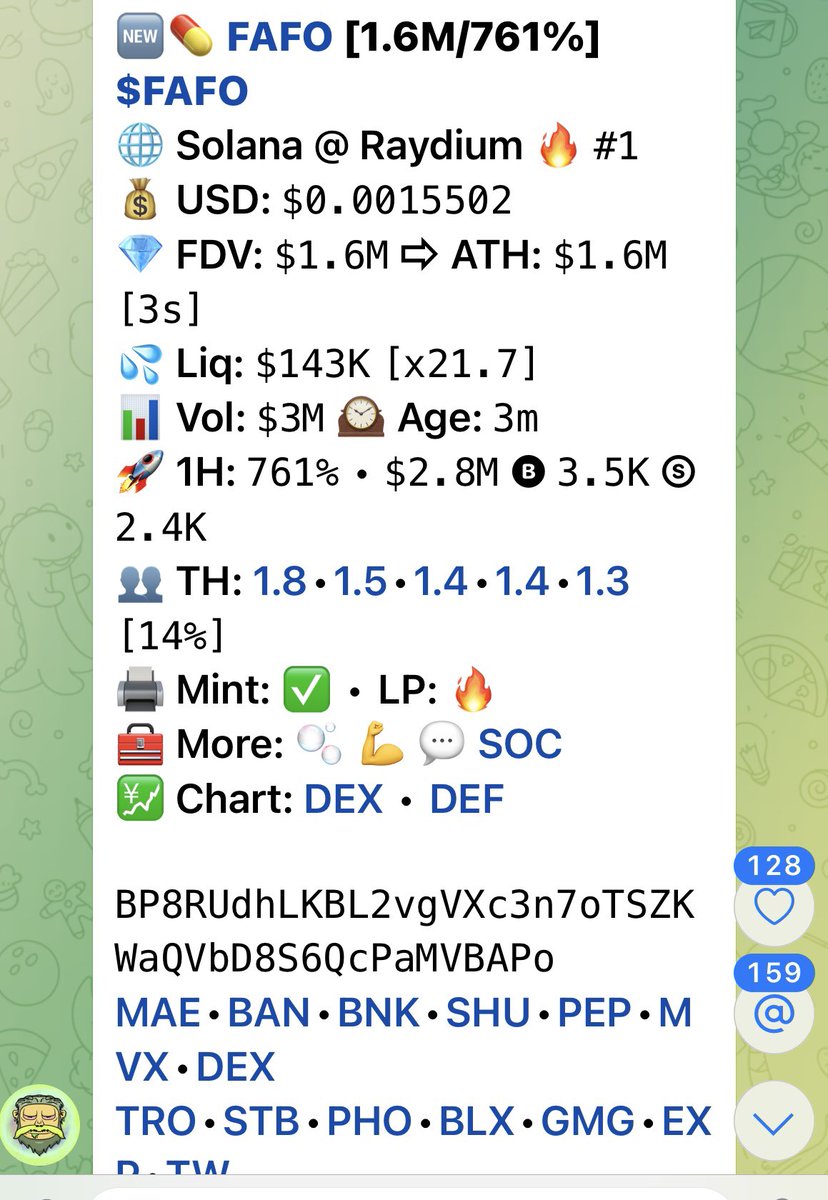 MILLICHATCO's tweet image. $FAFO was called by @0xAeleus at 1.6m 

1.6m —&amp;gt; 100m (62.5x) 

〽️〽️〽️〽️