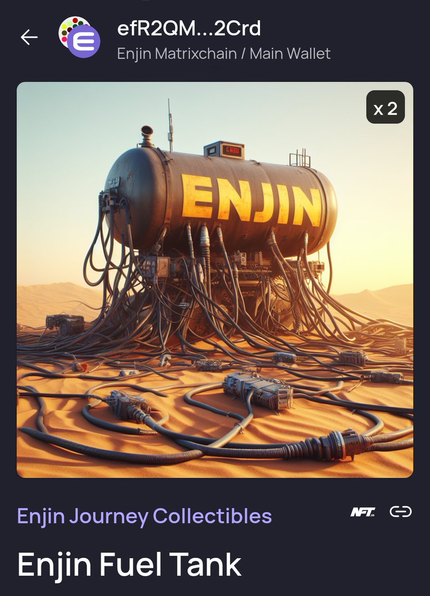 da_choosta's tweet image. Tired of high gas fees 

Try #EnjinFuelTank 
Available on the #Matrixchain used on the #Relaychain visit NFT.io for more information
