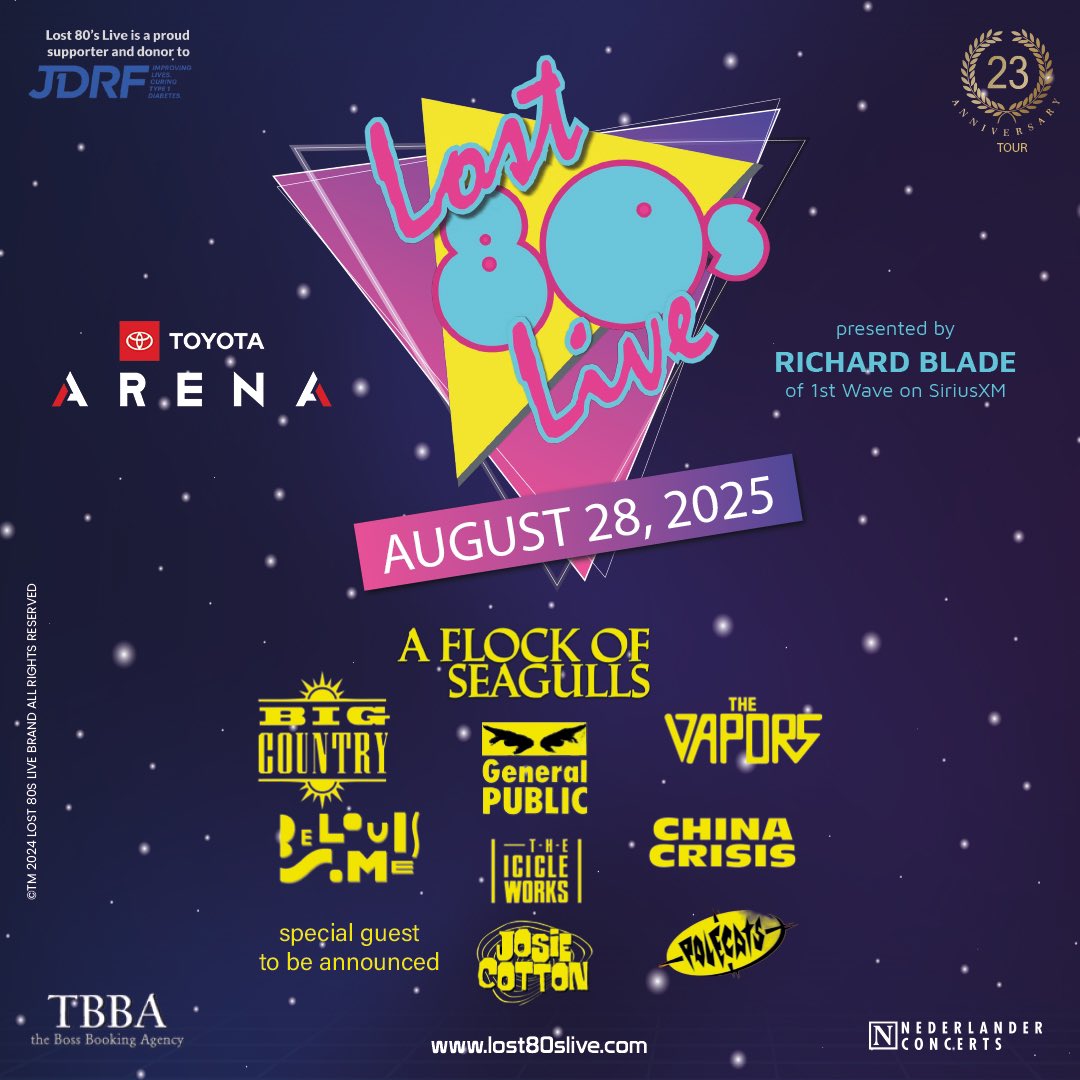 Nederlander Concerts (@nederlanderlive) on Twitter photo Can't get enough of the 80's? You're in luck πΈ <a href="/Lost80sLive/">Lost 80's Live</a> just added another show to their summer tour, coming to <a href="/ToyotaArena/">Toyota Arena</a> on Thu, August 18th!
Tickets go on sale Fri, Jan 31st at 10am: ticketmaster.com/event/09006189β¦ Can't get enough of the 80's? You're in luck πΈ <a href="/Lost80sLive/">Lost 80's Live</a> just added another show to their summer tour, coming to <a href="/ToyotaArena/">Toyota Arena</a> on Thu, August 18th!
Tickets go on sale Fri, Jan 31st at 10am: ticketmaster.com/event/09006189β¦