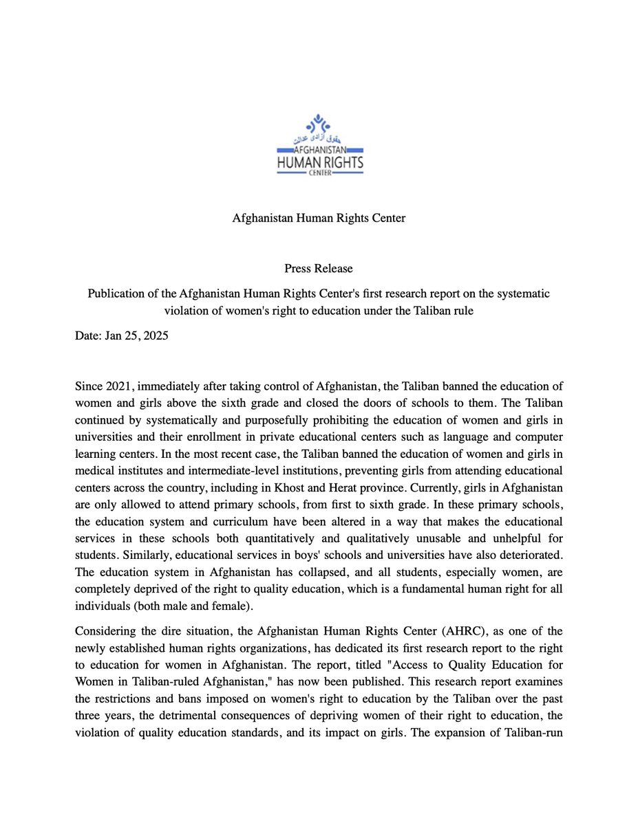 Afghanistan Human Rights Center tweet media