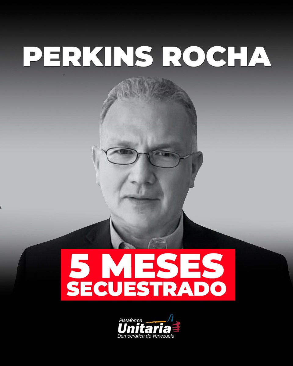 unidadvenezuela's tweet photo. Exigimos la libertad del abogado y miembro del @ConVzlaComando, @PerkinsRocha, quien tiene cinco meses detenido arbitrariamente por el régimen de Nicolás Maduro. Perkins, al igual que todos los presos políticos, debe ser liberado de inmediato. Hacer política no es delito. #LibertadParaTodosLosPresosPolíticos