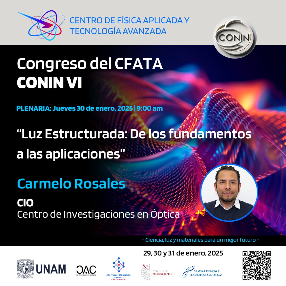 Cfata_Unam's tweet photo. ¡El #CONIN VI 2025 Inicia esta semana!
Únete a las conferencias y descubre los avances más recientes de las líneas de investigación desarrolladas en el @cfata_unam.
Consulta el programa:
https://t.co/XhsACeLrr1 https://t.co/m6OV1iEywO