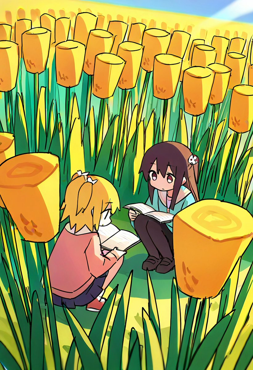 「「ここで読むのもいいもんだね」「そうだね」 」|kaeshiro👑💎🔱⚜️🏆🎖️🏅🥇🥈🥉🎗️🎀のイラスト