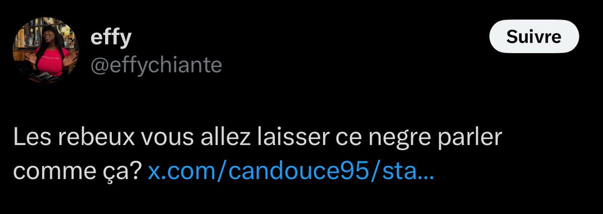 Tu te gêner pas pour inciter les « rebeux » à insulter un homme noir pourtant ? Ils ont eu raison de pas te soutenir débrouille toi