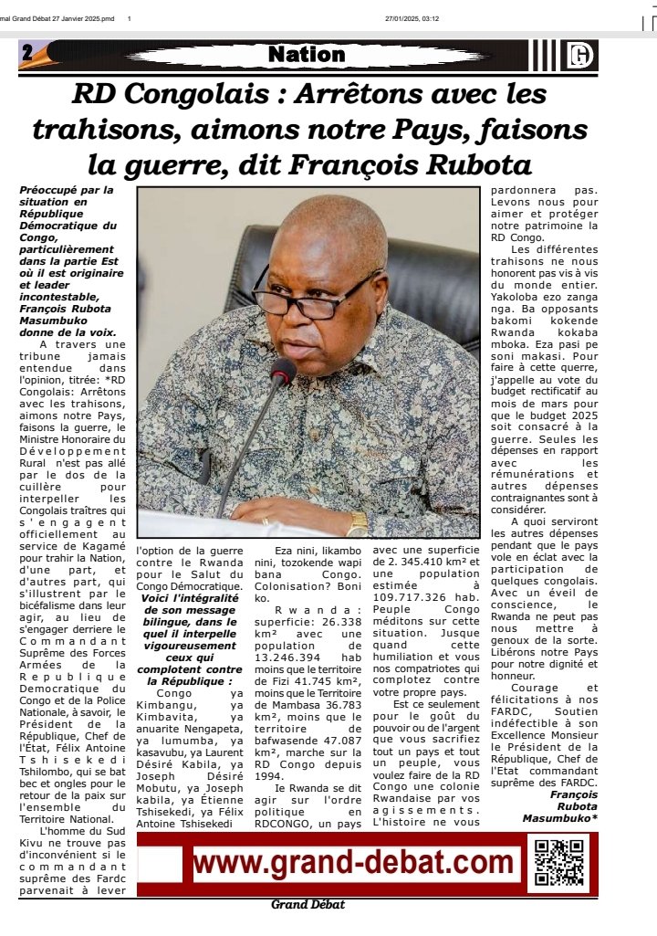 Espoir Biteza (@bitezaespoir) on Twitter photo #RDC, #Goma, arrêtons avec les trahisons, aimons notre pays, faisons la guerre, les mots sortie dans le journal "Justice" publié par le Min'Etat honoraire <a href="/RubotaFM/">François Rubota M</a> sur l'agression de la #RDC par le M23 en complicité avec le Rwanda;<a href="/SADC_News/">SADC Secretariat</a> <a href="/RFIAfrique/">RFI Afrique</a> <a href="/rtncofficielle1/">RTNC.CD</a> #RDC, #Goma, arrêtons avec les trahisons, aimons notre pays, faisons la guerre, les mots sortie dans le journal "Justice" publié par le Min'Etat honoraire <a href="/RubotaFM/">François Rubota M</a> sur l'agression de la #RDC par le M23 en complicité avec le Rwanda;<a href="/SADC_News/">SADC Secretariat</a> <a href="/RFIAfrique/">RFI Afrique</a> <a href="/rtncofficielle1/">RTNC.CD</a>
