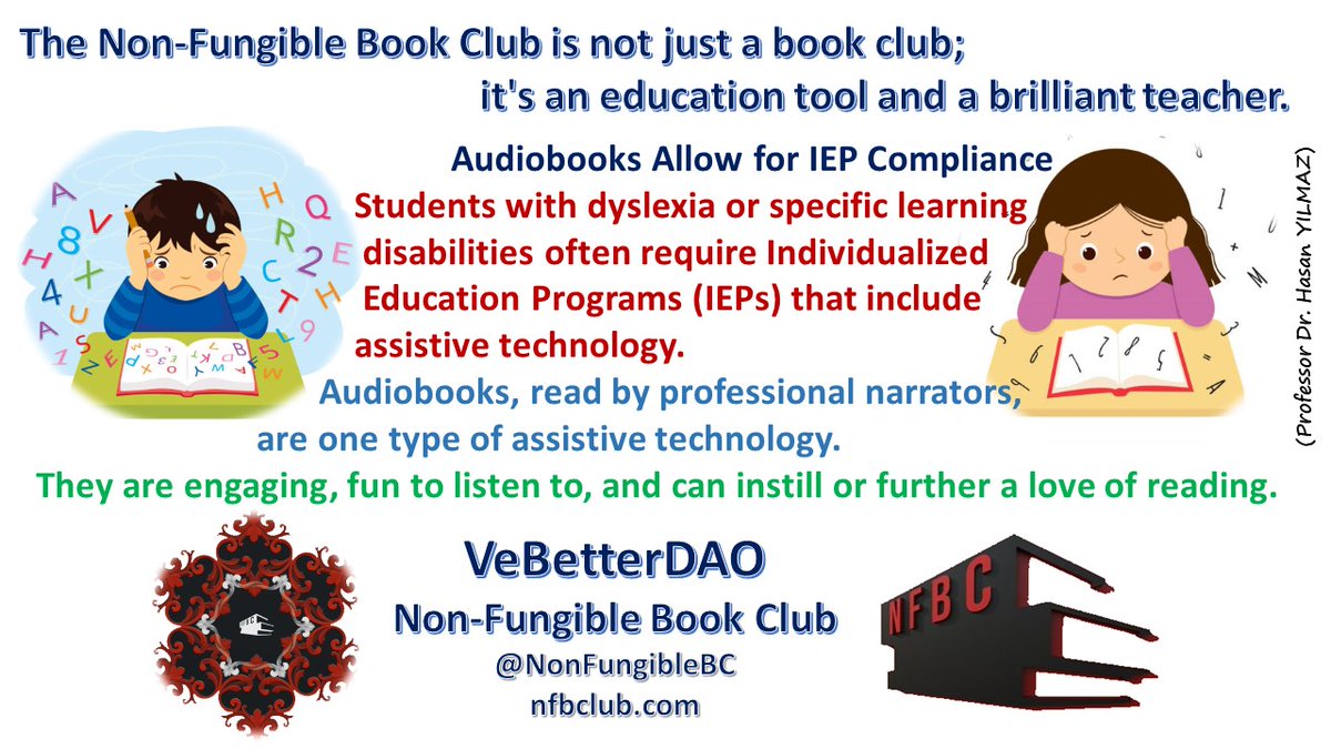 gugukkusu67's tweet photo. Audiobooks Allow for IEP Compliance
#VeBetterDAO #NonFungibleBookClub #VeFam #vechain #B3TR #AudioBooks #Literature #Bibliotherapy #Dyslexia #SpecificLearningDisabilities #IndividualizedEducationProgram https://t.co/9xrCPW2bE8