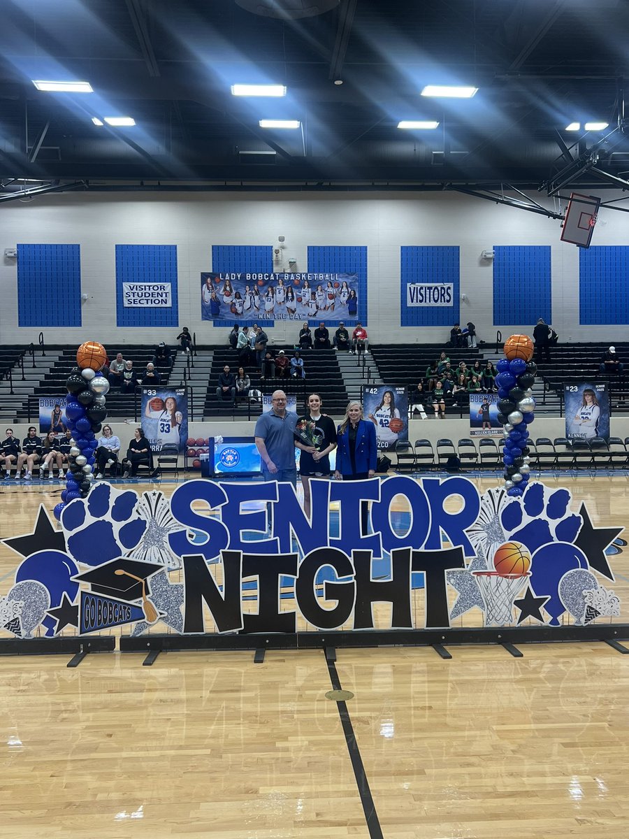 BNHSGBasketball's tweet photo. This past Friday we celebrated our Seniors and got the win! 💙🐾 Thank you to our seniors for your time and dedication to the Lady Bobcat basketball program! #onceabobcatalwaysabobcat 

@tracie412 @coachbfoster @Coach_Reeves28 @NISDAthletics @ByronNelsonHigh https://t.co/cuvnqr1EIk