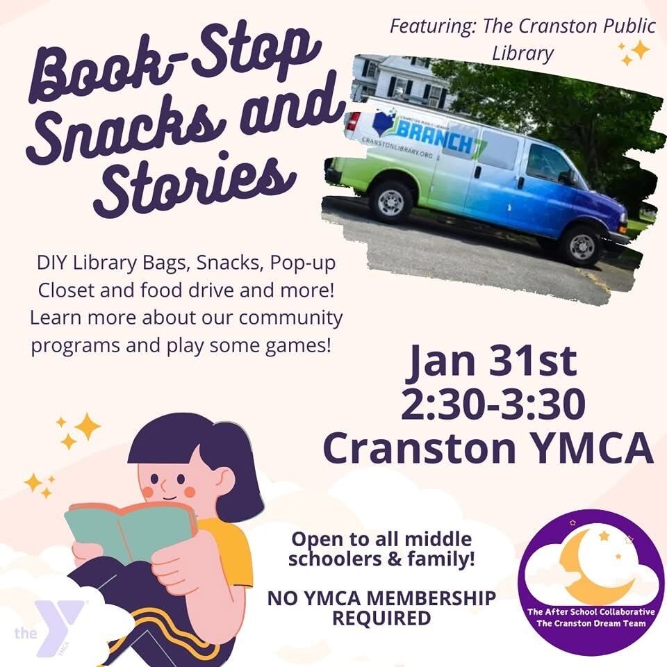 Greater Providence Y (@greaterprovymca) on Twitter photo 📚 Books + Snacks + Fun = Perfect afternoon! Join us & <a href="/CranstonLibrary/">Cranston Public Library</a> at the Y, Jan 31 2:30PM.
DIY bags, games & treats! Free for all middle schoolers & families.
No membership needed! #CranstonY 📚 Books + Snacks + Fun = Perfect afternoon! Join us & <a href="/CranstonLibrary/">Cranston Public Library</a> at the Y, Jan 31 2:30PM.
DIY bags, games & treats! Free for all middle schoolers & families.
No membership needed! #CranstonY