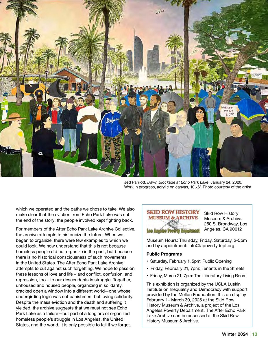 Institute on Inequality & Democracy (@challengeineq) on Twitter photo "Together, unhoused and housed people, organizing in solidarity, cracked open a window into a different world—one whose undergirding logic was not banishment but loving solidarity." -Annie Powers <a href="/ChallengeIneq/">Institute on Inequality & Democracy</a>
TENTS AND TENANTS exhibition opens Feb. 1: challengeinequality.luskin.ucla.edu/2025/01/10/ten… "Together, unhoused and housed people, organizing in solidarity, cracked open a window into a different world—one whose undergirding logic was not banishment but loving solidarity." -Annie Powers <a href="/ChallengeIneq/">Institute on Inequality & Democracy</a>
TENTS AND TENANTS exhibition opens Feb. 1: challengeinequality.luskin.ucla.edu/2025/01/10/ten…
