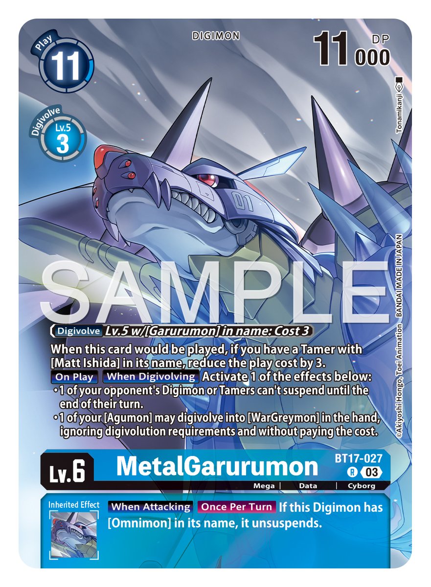 Card Reveals] Hello Digimon Tamers! Today's alt-art card is [BT17-027  MetalGarurumon]! Pre-orders for Omnimon Binder Set [PB19] @_PREMIUMBANDAI_  are shipping this month! Also available internationally at your LGS!  https://t.co/cLlIGPSUjK ...