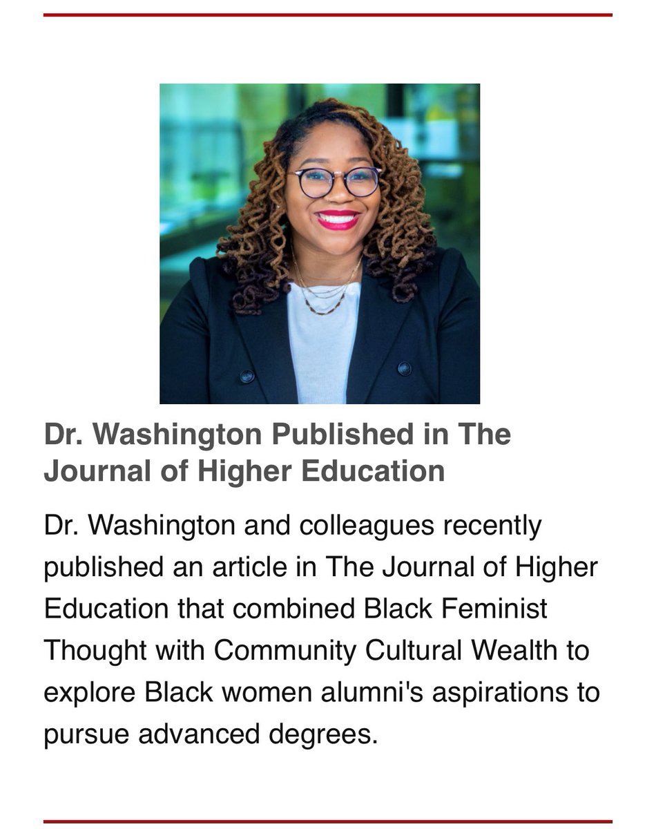 Dr. LaShawn Faith Washington (@shawnthescholar) on Twitter photo Pub Alert🚨! Have you checked out our most recent article in @JHE_Editors where me <a href="/winklewagner/">Winkle-Wagner</a> & <a href="/RayKhadejah/">Dr. Khadejah Ray</a> center Black women grad alumni & fused Community Cultural Wealth w/ Black Feminist Thought to elevate what we call “Community Uplift Capital”? tinyurl.com/Lfwcloser Pub Alert🚨! Have you checked out our most recent article in @JHE_Editors where me <a href="/winklewagner/">Winkle-Wagner</a> & <a href="/RayKhadejah/">Dr. Khadejah Ray</a> center Black women grad alumni & fused Community Cultural Wealth w/ Black Feminist Thought to elevate what we call “Community Uplift Capital”? tinyurl.com/Lfwcloser
