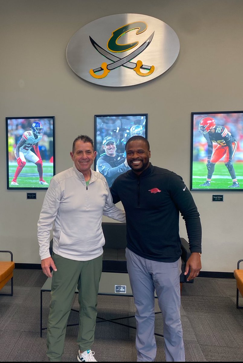 Coach Williams and the Razorbacks at CBA today recruiting the Cavaliers! 
#WeAreCalvary!#SwordsUp!