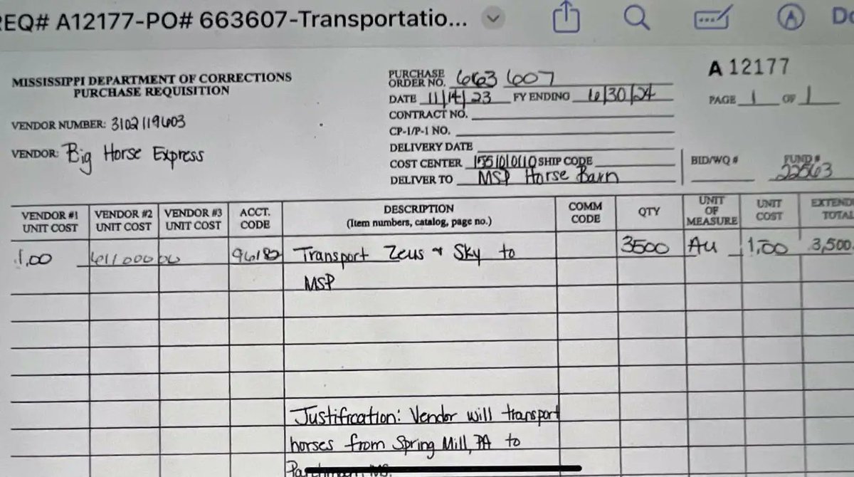 itsthejody's tweet photo. In 2023, $21,000 taxpayer money was spent to buy & deliver 2 horses to #Mississippi State Penitentiary in Parchman. Meanwhile, the men in Unit 29 continue to endure egregious conditions that are well-documented by the Department of Justice.
#HorsesOverHumans #MSgov #MSpol #MSleg https://t.co/lGASA7hQdp