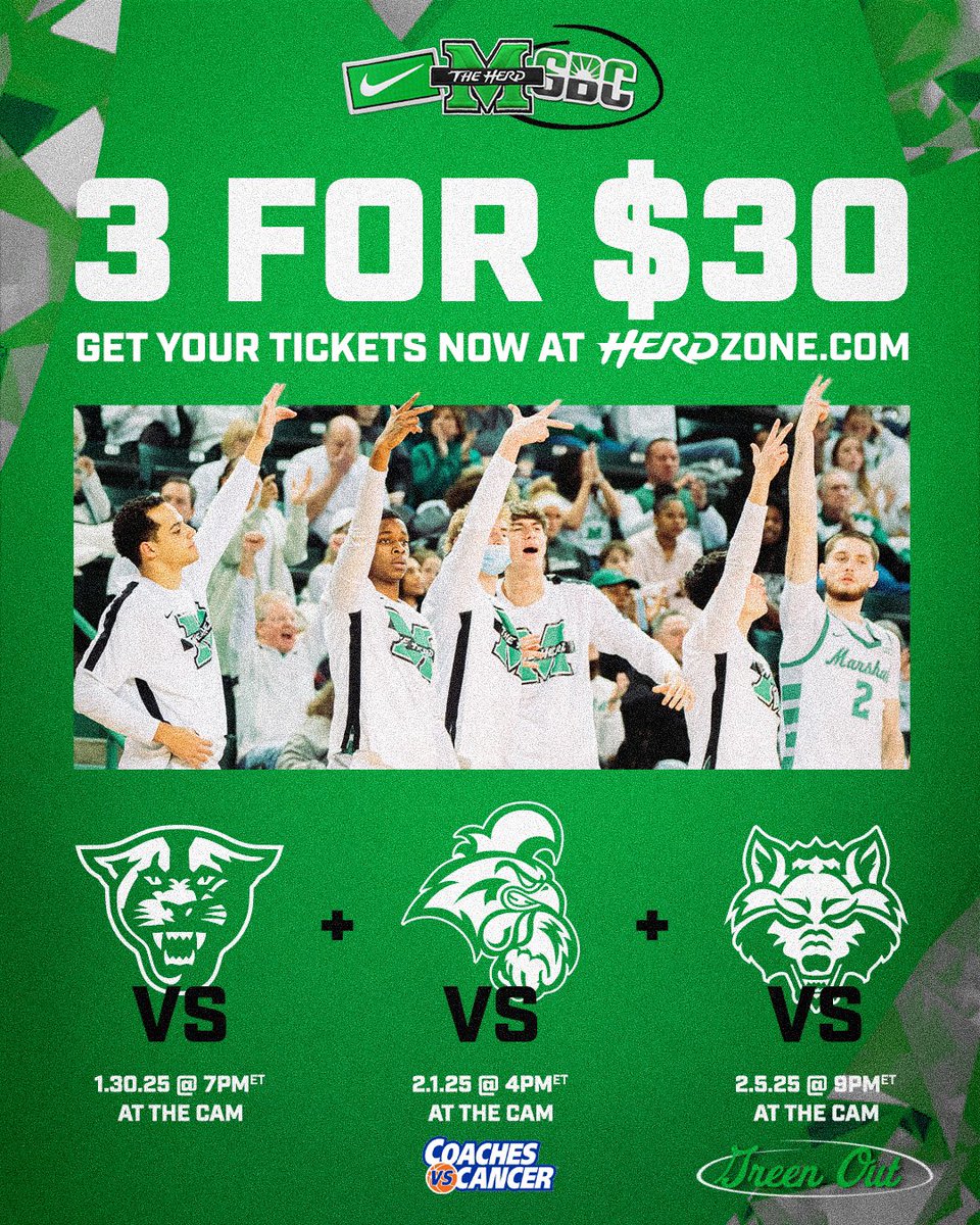Time to get The Cam rocking again! Click the link below to secure your seats to our next 3 Home games! 🤘

🎟️ bit.ly/MBBMiniPlan330

#WeAreMarshall