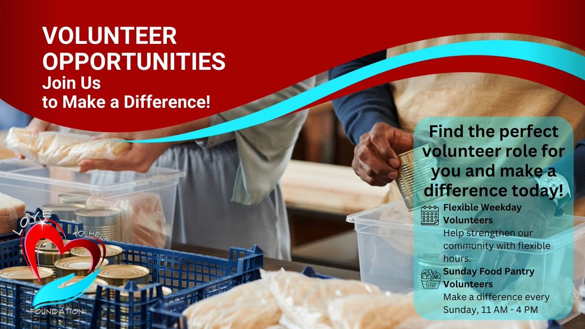 LoveToHelpFdn's tweet photo. 🌟 Help make a difference in our community! 🌟

👥 Why volunteer?
✅ Meet new people
✅ Fulfill volunteer hours
✅ Make an impact
✅ Acquire new skills
💻 Sign up now: https://t.co/vcqhtRSyN3
#VolunteerNow #LTHF #NMB #FL https://t.co/fcbDoQ4WIg