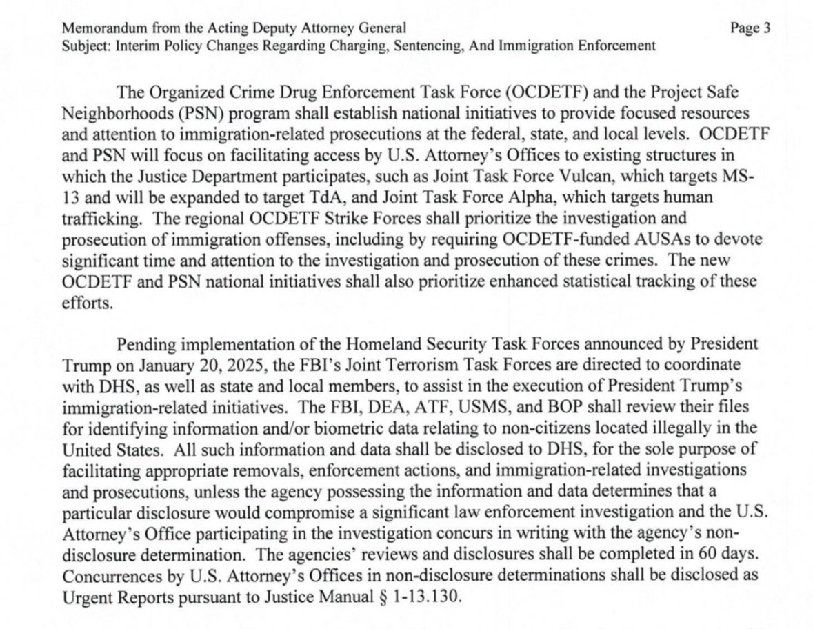 How the HECK is it not a nationwide scandal that Trump told federal law enforcement to divert resources away from drug trafficking and terrorism cases to instead prioritize prosecuting undocumented immigrants for living here?

They screamed about fentanyl and then did this!