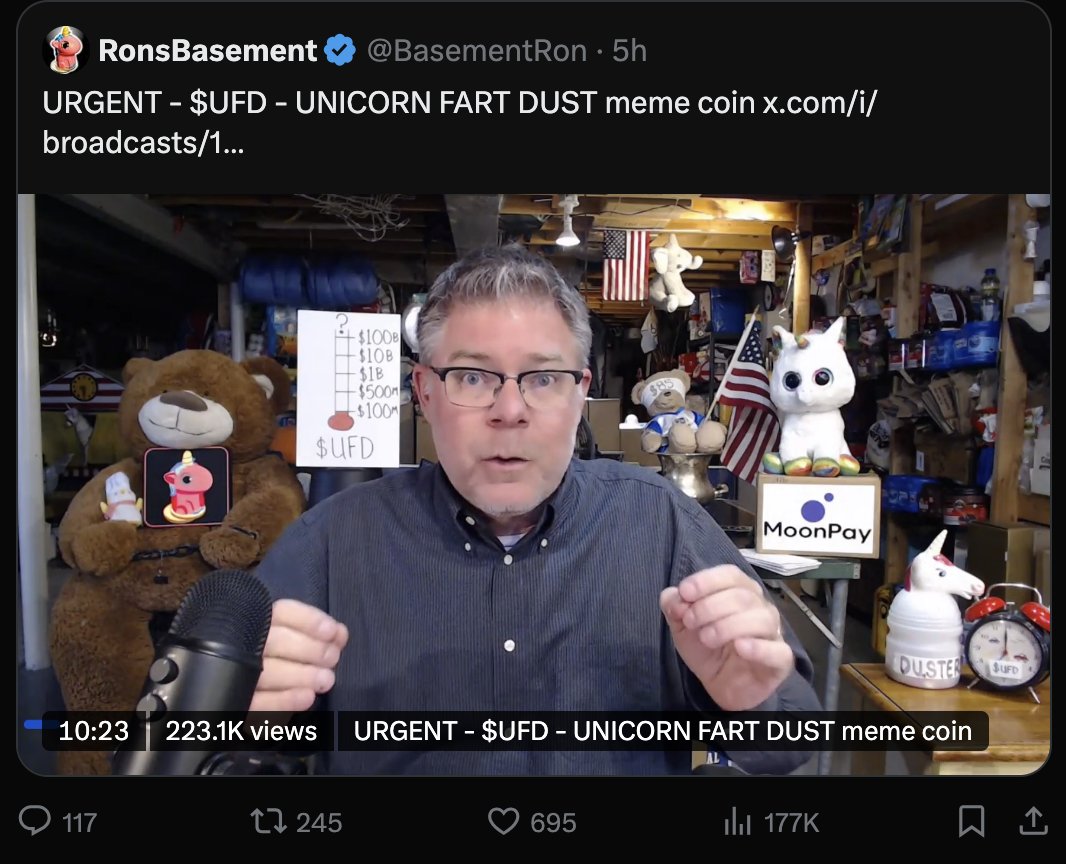 mikesmithshow's tweet photo. Those of you who can't spot the authenticity of @BasementRon or are questioning the hack today.

You can't spot authenticity, because you have to fake it. . . you are blinded by your own greed and selfishness.

Hence you inherently think that everyone else is just like you.

This is the lie that you live. . . 

$UFD WILL BE THE TOKEN OF 2025 !!!
