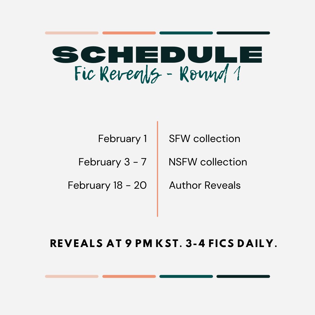 ✮ Fic Reveals - Round 1 Schedule