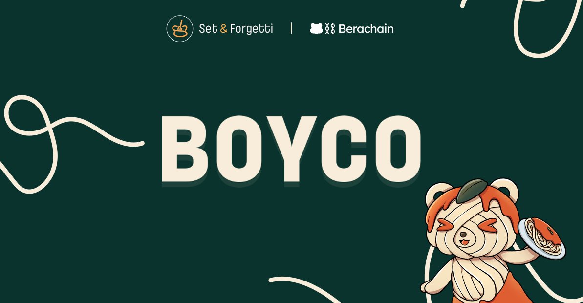 the honey jar 🐼⛓️🧲 (@0xhoneyjar) on Twitter photo Set & Forgetti Boyco Vault is LIVE! 🍝🔥
Henlo, and furthemore, Ooga Booga! We're excited to present you the special incentivized Set & Forgetti Stable Vault.
Deposit $USDC to get exposure to @Berachain and forthcoming <a href="/henlo/">henlo 🐼⛓️🧲</a> memecoin by <a href="/0xhoneyjar/">the honey jar 🐼⛓️🧲</a>!
Bon Appetitti! 🤌 Set & Forgetti Boyco Vault is LIVE! 🍝🔥
Henlo, and furthemore, Ooga Booga! We're excited to present you the special incentivized Set & Forgetti Stable Vault.
Deposit $USDC to get exposure to @Berachain and forthcoming <a href="/henlo/">henlo 🐼⛓️🧲</a> memecoin by <a href="/0xhoneyjar/">the honey jar 🐼⛓️🧲</a>!
Bon Appetitti! 🤌