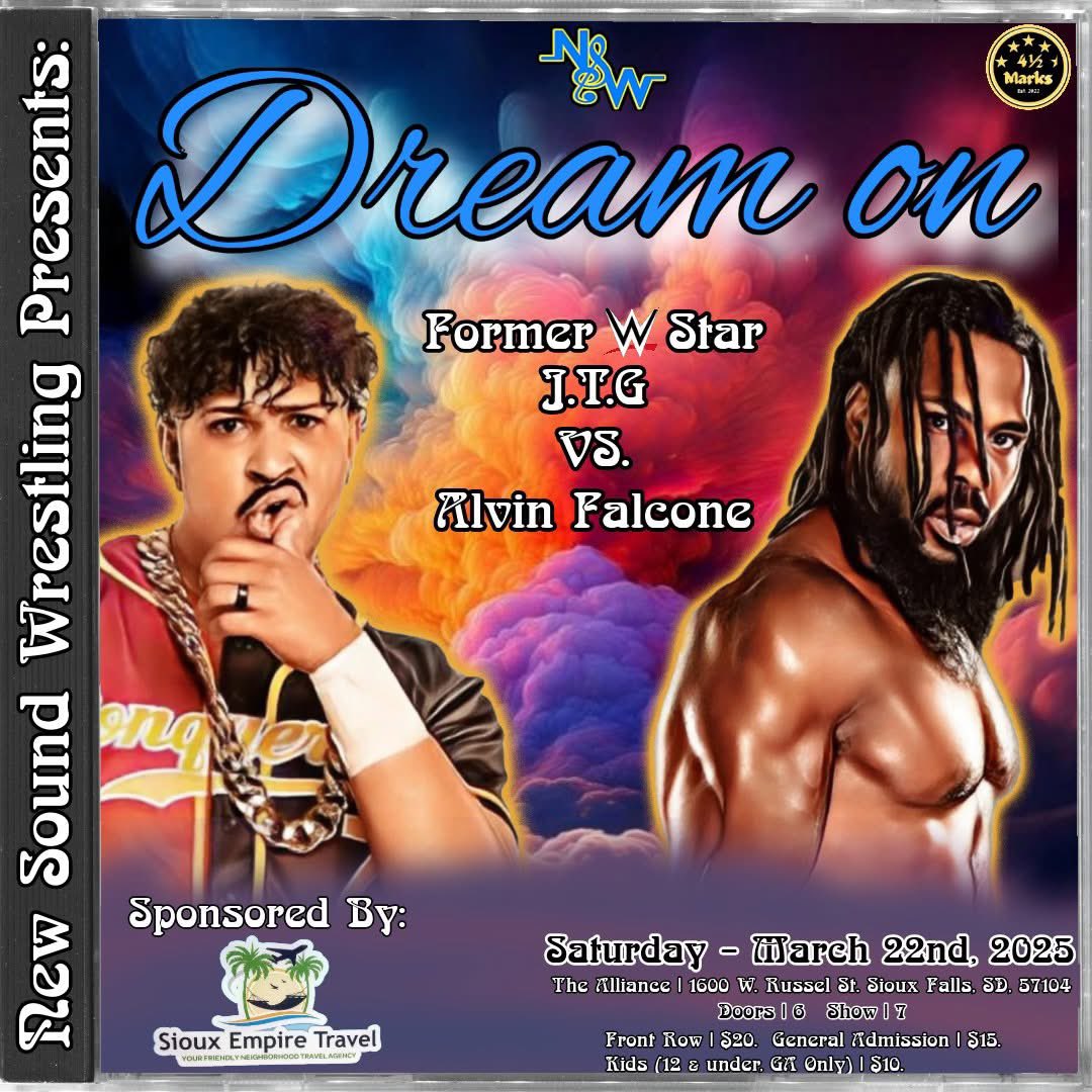 🚨 MATCH ANNOUNCEMENT 🚨

In what is sure to be an instant classic, "More Than A Conqueror" Alvin Falcone returns to take on former WWE Superstar J.T.G in a singles match at Dream On!

Also, remember to grab your tickets for Dream On using the link below!

ticketleap.events/tickets/newsou…