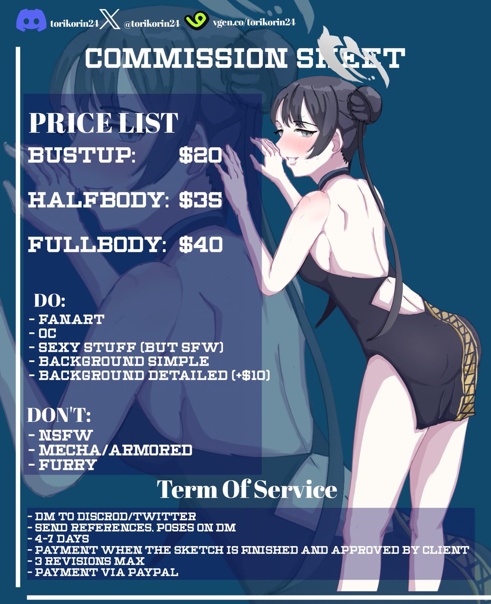 ✨Hi, now im Open Commss, if you Interested Feel free to DM me on Discord and Twitter ✨
Vgen: vgen.co/torikorin24

[✨Retweet are very appreciated✨]
#commission #comissionsopen #commissionart #CommissionSheet #VGenComms