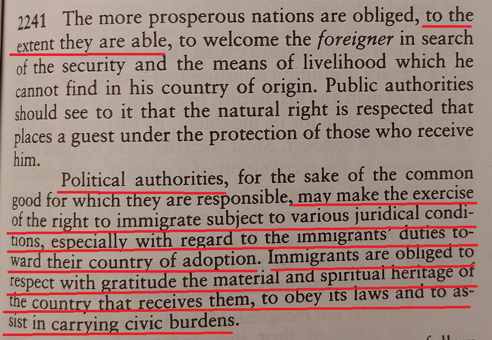 Here is the entire passage from the Catechism. Underlined in red are the bits people tend to leave out.