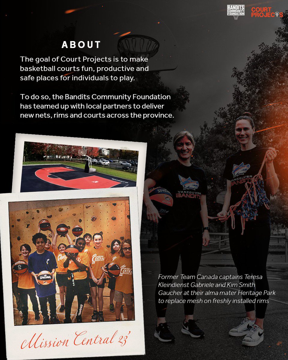 banditsFDN's tweet photo. Court Projects: Bringing communities together through basketball 🏀🤝

The goal: More outdoor courts, rims and nets across British Columbia. A partnered initiative with the @banditsFDN, @BCGovNews and our partners. 

Learn more at https://t.co/Wq37UAD5EV https://t.co/nz12gOA3OH