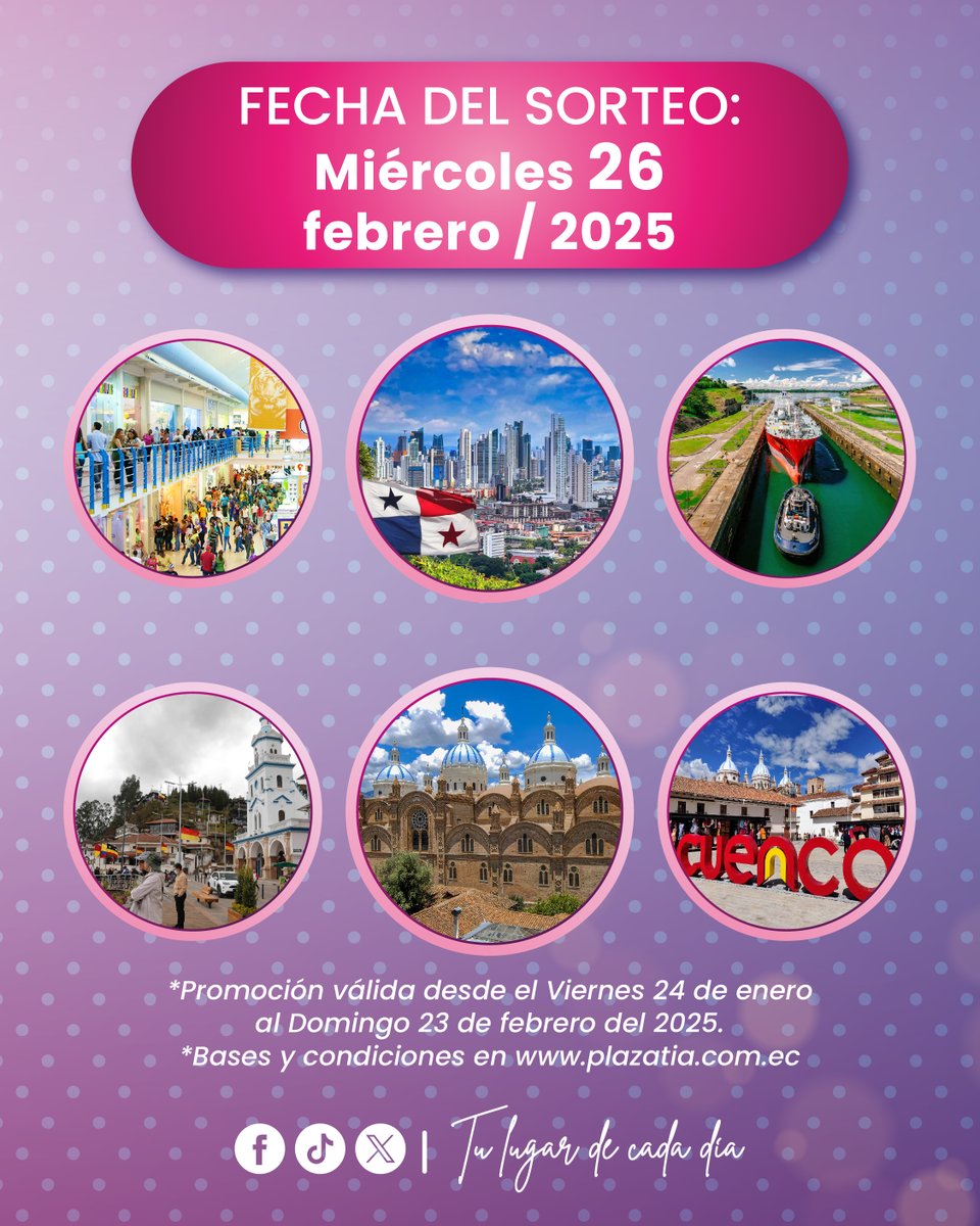 😍 ¡Este San Valentín, el amor te lleva lejos! 😍

Por compras superiores a $10, obtén tus cupones en nuestro #PuntodeCanje  , deposítalos y participa para ganar un increíble viaje todo pagado a Panamá o Cuenca. 

📆Promoción válida desde el Viernes 24 de Enero al Domingo 23 de