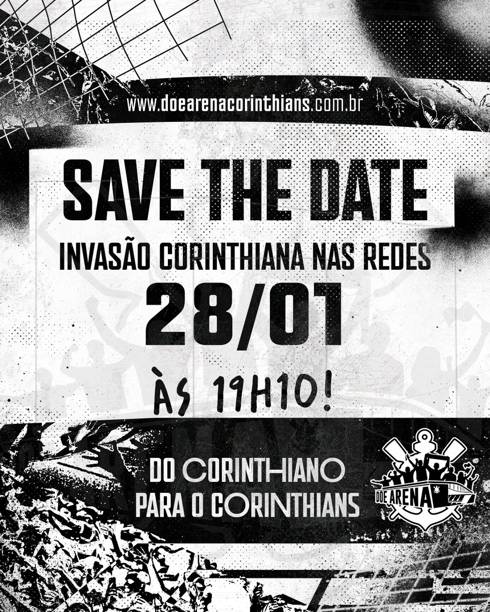 gavioesoficial's tweet photo. Chegou a hora, Fiel torcida!

Amanhã (28/01), às 19h10, todos os corinthianos estão convocados para participar da maior mobilização digital da história do clube: a Invasão Corinthiana nas Redes!

Inspirada na lendária invasão de 1976, quando a Fiel tomou o Maracanã, a campanha Doe Arena Corinthians quer agora invadir o Instagram. 

Vamos reunir embaixadores, torcedores e apaixonados pelo Timão em lives de 76 segundos, mostrando mais uma vez a força da nossa paixão.

Participe! Troque sua foto de perfil, use a hashtag oficial #InvasãoCorinthiana e junte-se a nós e aos nossos embaixadores na live às 19h10.

Mostre que você faz parte dessa história e ajude a quitar o nosso maior patrimônio: a Neo Química Arena.

#DoeArena
#InvasãoCorinthiana #DoCorinthianoParaOCorinthians