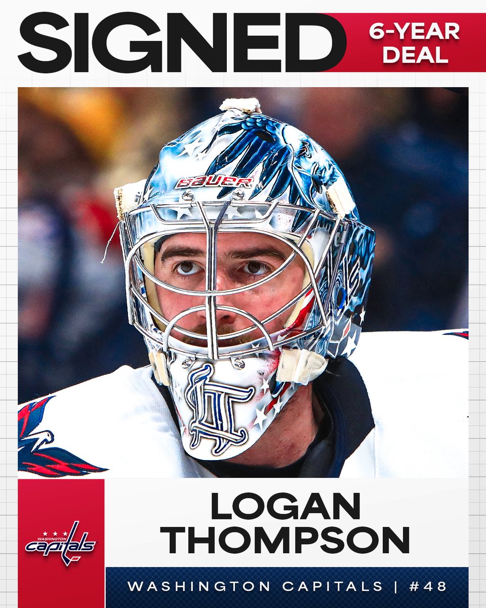 NHL's tweet photo. SIX MORE 🦅

The @Capitals have signed Logan Thompson to a six-year deal! https://t.co/ksUauklf00