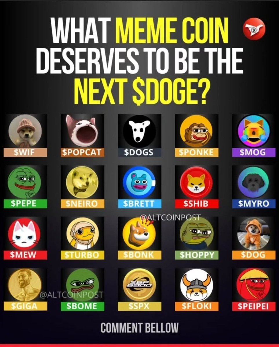 Block_chain_Man's tweet photo. "Which meme coin from the list deserves to be the next $DOGE? ๐ถ๐
Share your opinion in the comments! ๐ฅ๐ฌ
Please follow me .
#CryptoMeme #Altcoins #CryptoCommunity #MemeCoin #Dogecoin #CryptoInvesting #CryptoNews #ShibaInu #PepeCoin #FlokiCoin #Bitcoin #AltcoinSeason" https://t.co/lL99Qhu8P8