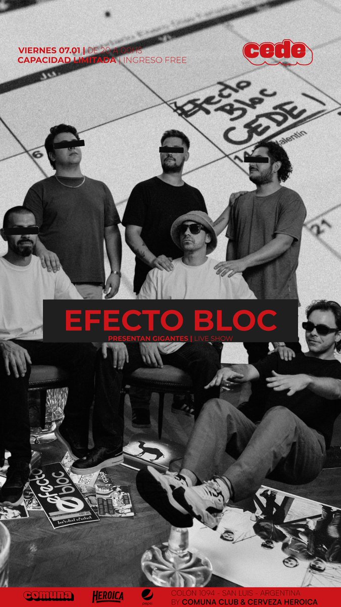 Nos vemos el 7 de febrero en Cede
22 hs
Entrada Gratis
Capacidad limitada