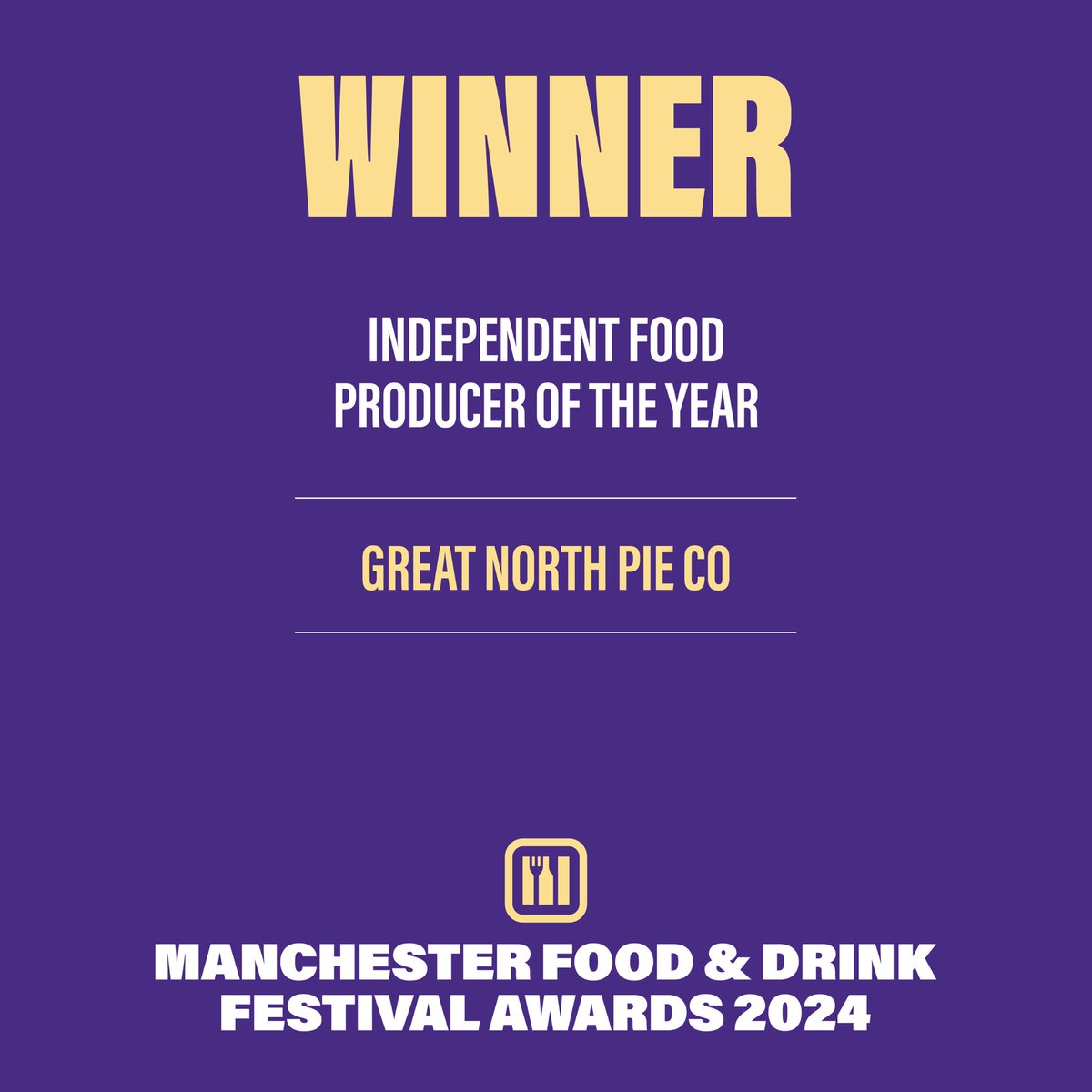 Next up is INDEPENDENT FOOD PRODUCER OF THE YEAR!

And the winner is...

🥁🥁🥁

<a href="/GreatNorthPieCo/">Great North Pie Co</a>