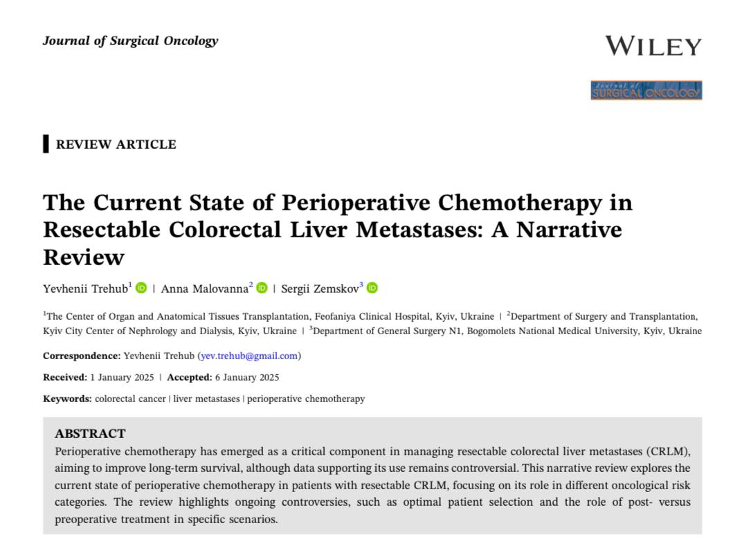 vzixus's tweet photo. Excited to announce our publication in the Journal of Surgical Oncology! @JofSurgOnc

It is an honour to represent the Ukrainian surgical community globally 

Grateful to my co-authors for their invaluable contributions 👏
@malyovannaya_a https://t.co/PPLXcKIrbH
