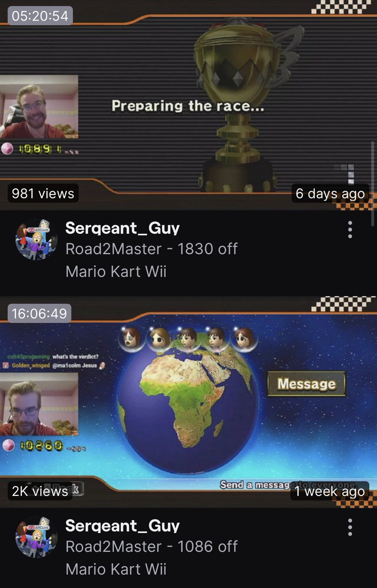 oocmkw's tweet photo. Interesting. Sgt_Guy taking a break from his apparent busy schedule (streaming an abhorrent amount of Mario Kart) during a “day off” to… stream even more Mario Kart.

Are we really resorting to pretending we have jobs now? https://t.co/rlOsnxz0HW