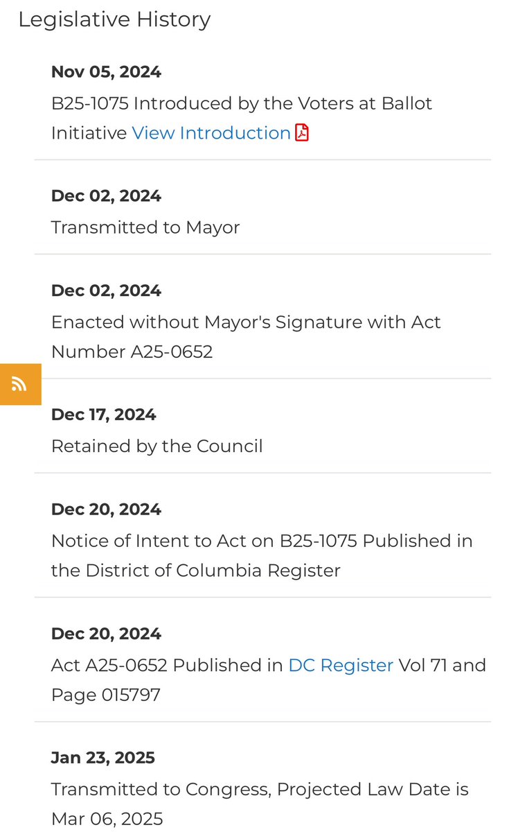 Zach Israel (@zachbisrael) on Twitter photo The DC Council formally transmitted Initiative 83 to Congress on Thursday, January 23! Absent Congressional intervention, it will officially be enacted into law on *Thursday, March 6, 2025*! <a href="/AllVotesCountDC/">Make All Votes Count DC</a> lims.dccouncil.gov/legislation/B2… The DC Council formally transmitted Initiative 83 to Congress on Thursday, January 23! Absent Congressional intervention, it will officially be enacted into law on *Thursday, March 6, 2025*! <a href="/AllVotesCountDC/">Make All Votes Count DC</a> lims.dccouncil.gov/legislation/B2…