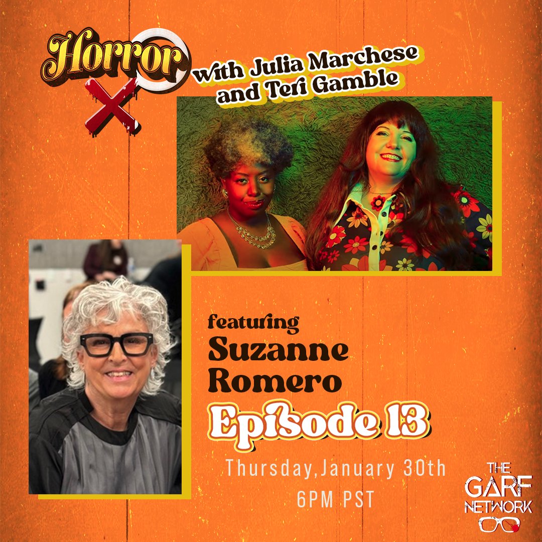 HorrorX (@garfhorrorx) on Twitter photo Mark your calendars! New HORROR X livestream comin at ya this Thursday, January 30th - 6pm PST with the founder of <a href="/theGARFofficial/">The George A. Romero Foundation</a>, <a href="/SuzanneCRomero/">Suzanne Romero</a>!
Catch up on previous episodes with <a href="/juliacmarchese/">🧨 Julia Marchese 🧨</a> & <a href="/TheTeriGamble/">Teri “Terioke” Gamble</a> talking to rad women in horror:
youtube.com/playlist?list=… Mark your calendars! New HORROR X livestream comin at ya this Thursday, January 30th - 6pm PST with the founder of <a href="/theGARFofficial/">The George A. Romero Foundation</a>, <a href="/SuzanneCRomero/">Suzanne Romero</a>!
Catch up on previous episodes with <a href="/juliacmarchese/">🧨 Julia Marchese 🧨</a> & <a href="/TheTeriGamble/">Teri “Terioke” Gamble</a> talking to rad women in horror:
youtube.com/playlist?list=…